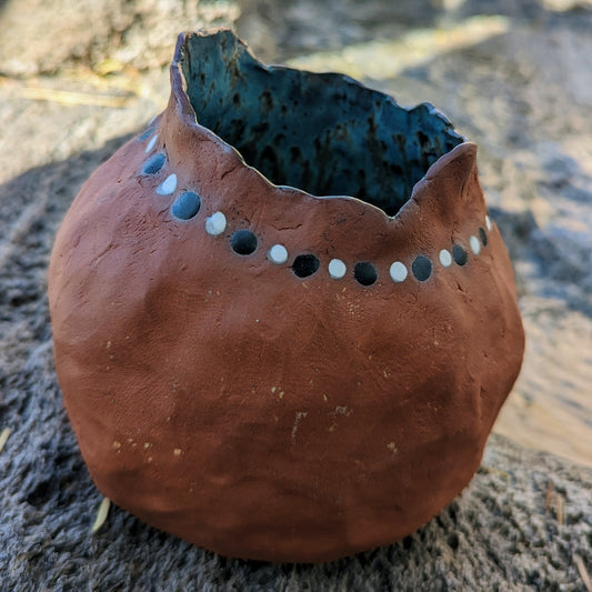 Terra Cotta Vessel with Turquoise